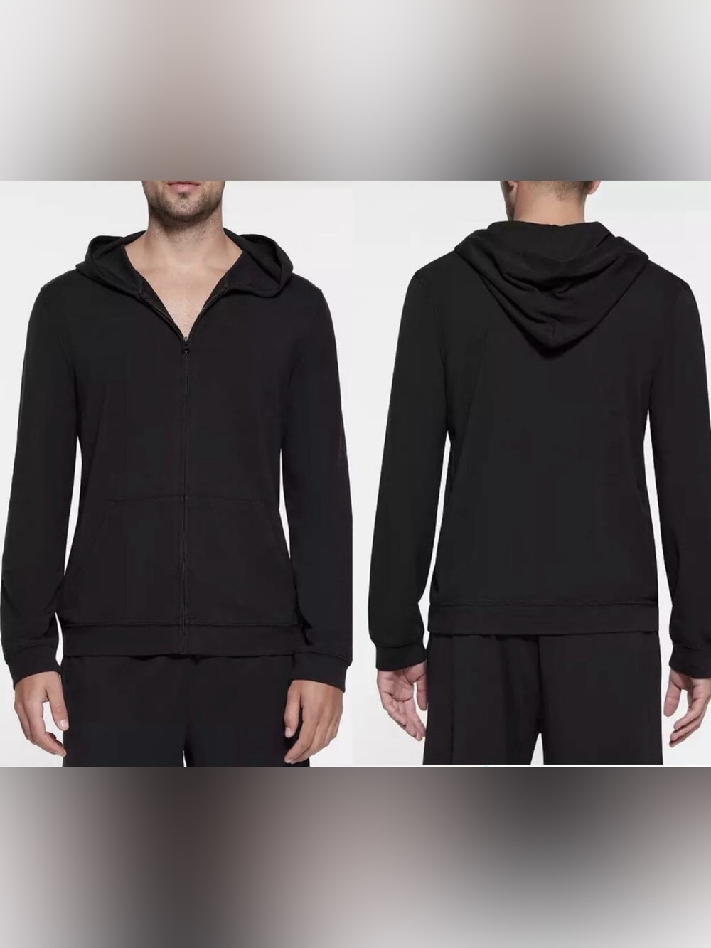 SKIMS Mens XL Jersey Lounge Zip Up Hoodie Obsidian Black Long Sleeve Pocket NEW